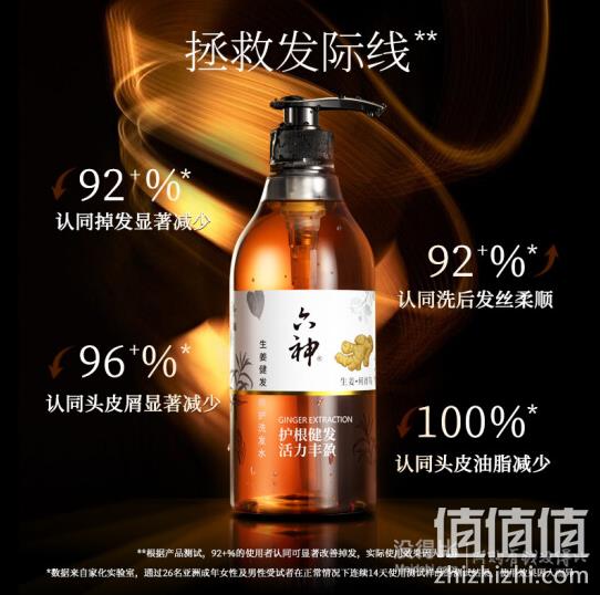 六神 生姜健发养护洗发水 750ml 赠 沐浴露200ml