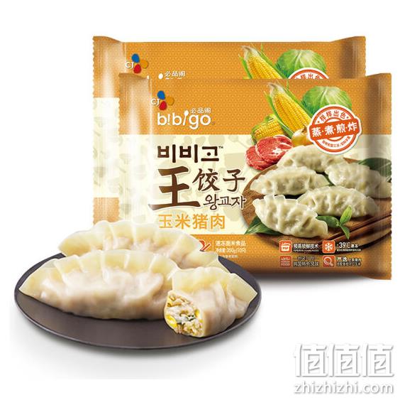 14点开始必品阁bibigo玉米猪肉王饺子350g2