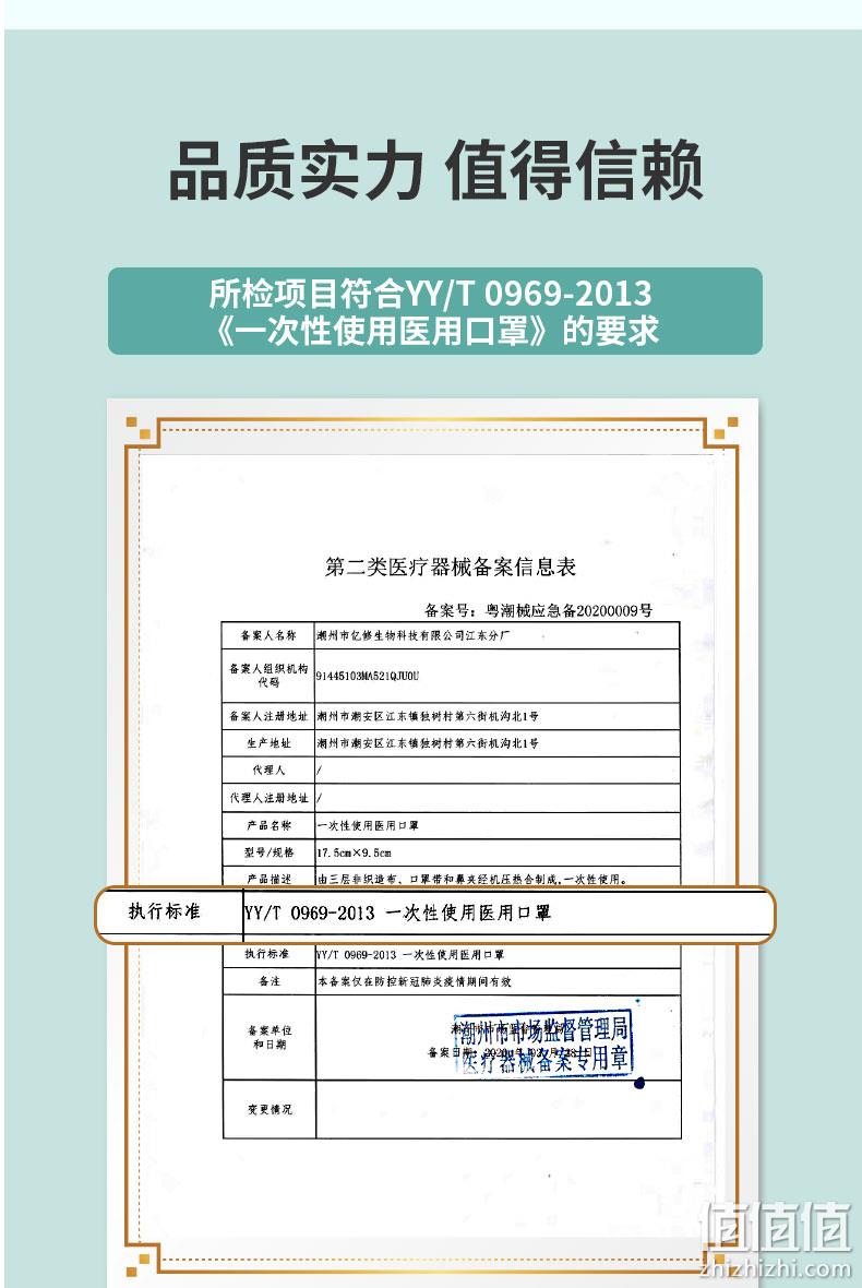 医用级yyt09692013执行标准50个装百韧一次性医用口罩