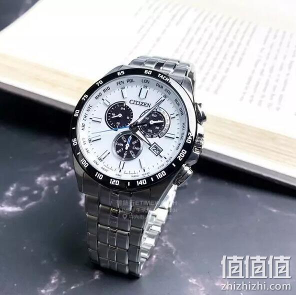 citizen西铁城空中之鹰系列cb587490a男士三眼计时光动能五局电波手表