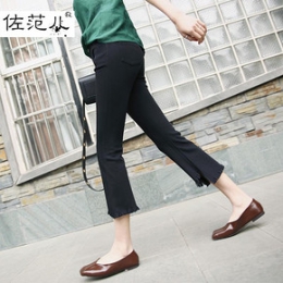 毛边流苏# 佐范儿 高腰显瘦开叉喇叭裤_天猫价