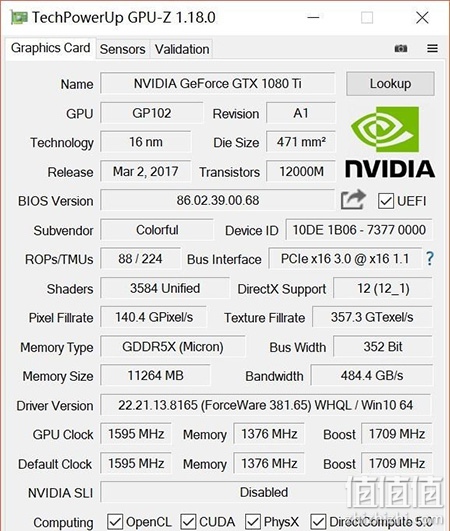 2 七彩虹 gtx1080ti 参数规格