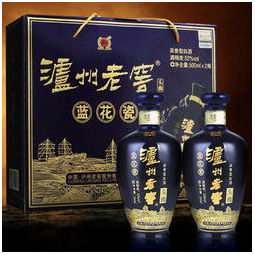 泸州老窖 蓝花瓷 头曲 52度 浓香型 白酒 双瓶礼盒升级版 整箱装 (500