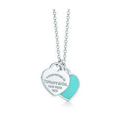 tiffany&co蒂芙尼,tiffany蒂芙尼 tiffany&co. 蒂芙尼 27125107 蓝色珐琅双心s925银项链