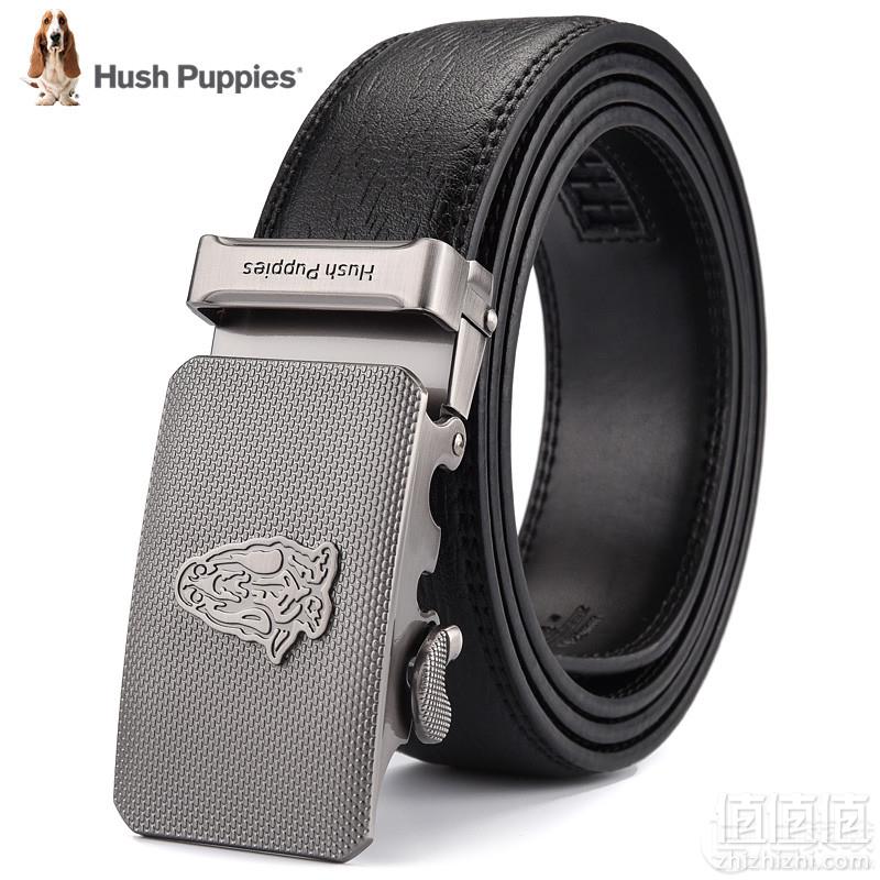 专柜同款，Hush Puppies 暇步士 男士真皮合金自动扣皮带 赠24位收纳卡包129元包邮（需领优惠券）