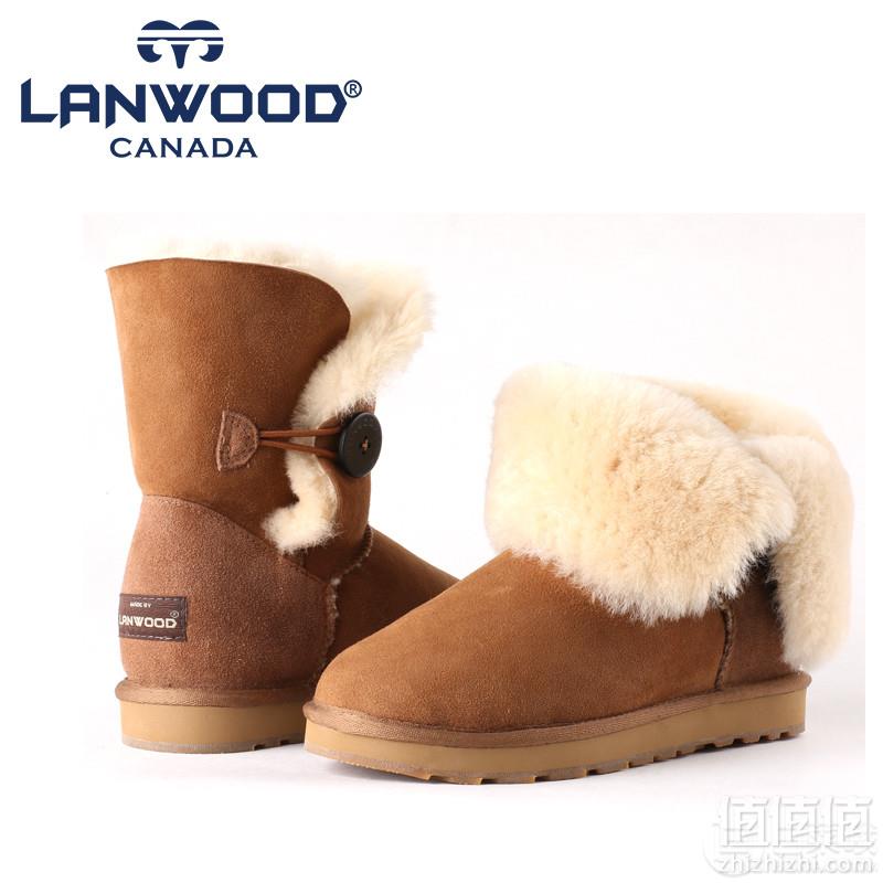 加拿大Lanwood 澳洲美利奴羊皮毛一体 女款内增高中筒雪地靴 多色史低208元包邮（需领券）