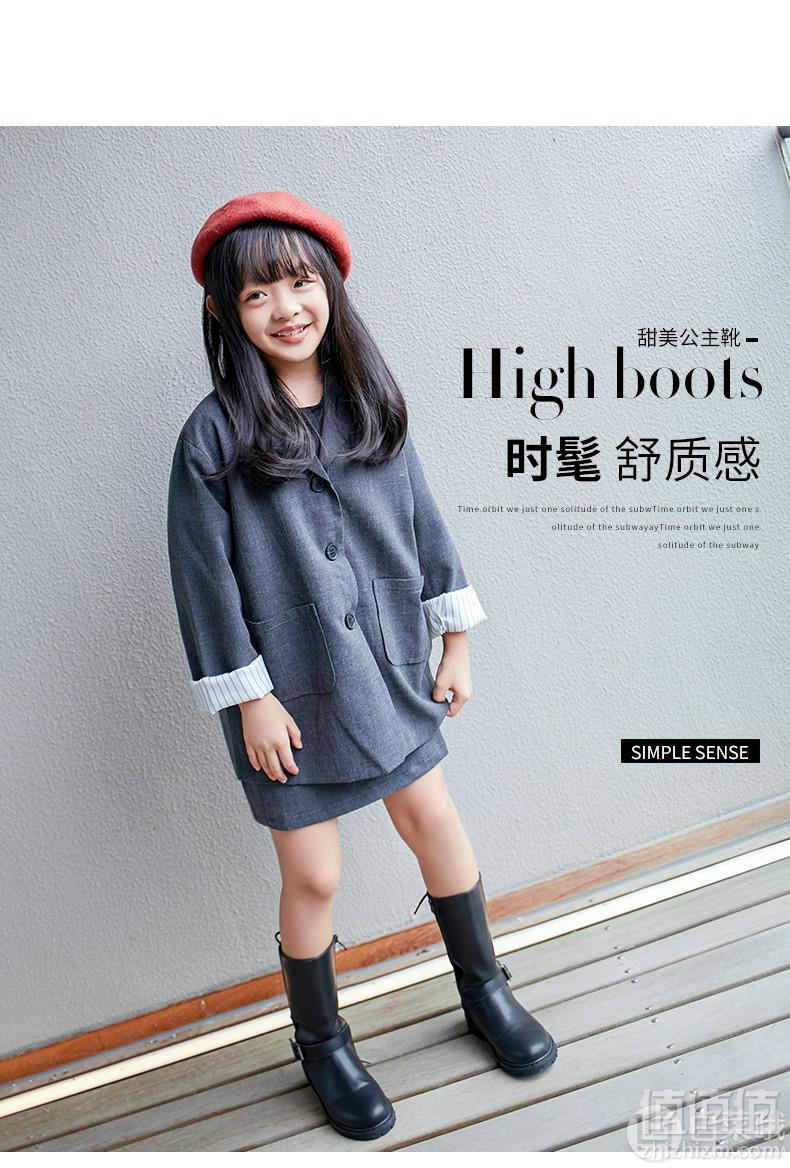 红蜻蜓 2018冬季新款女童加绒保暖真皮高筒靴（26~37码）3款124元包邮（需用优惠券）