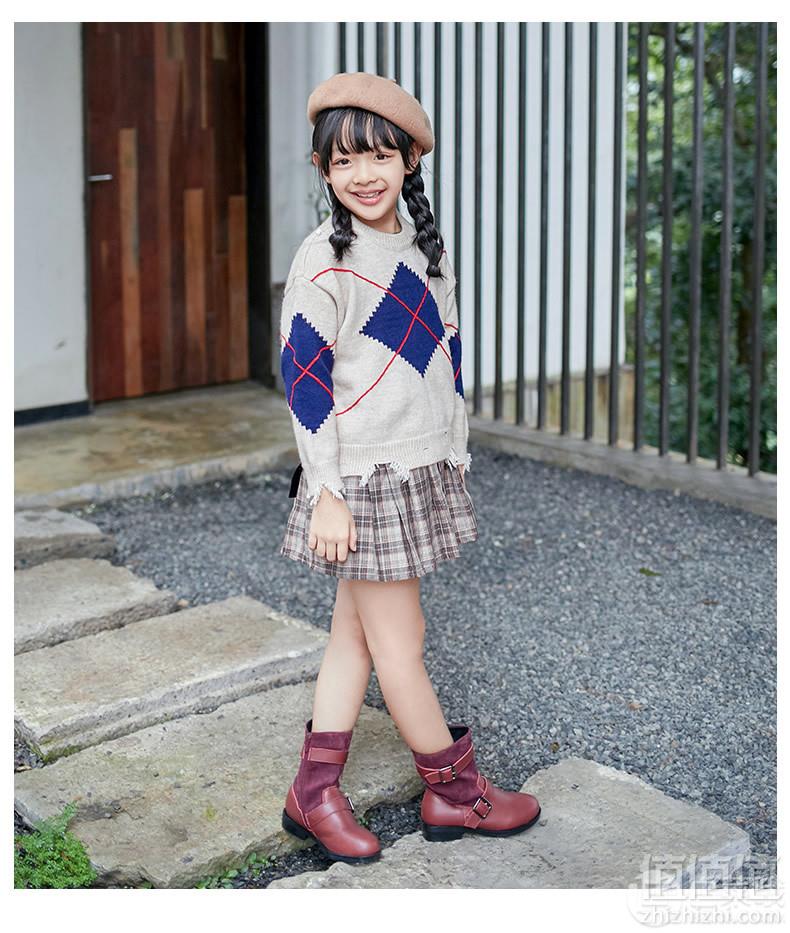 红蜻蜓 2018冬季新款女童加绒保暖真皮高筒靴（26~37码）3款124元包邮（需用优惠券）