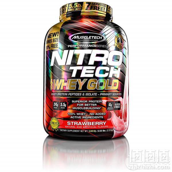 Muscletech 肌肉科技 草莓味 金装正氮增肌蛋白粉5.5磅 Prime会员免费直邮含税到手313元