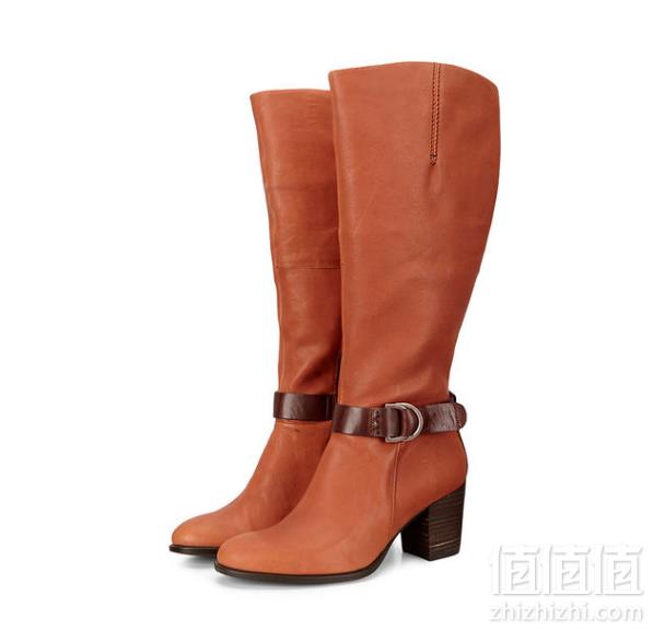 ECCO 爱步 型塑 女士真皮粗跟长靴 3.2折 新低.99到手700元