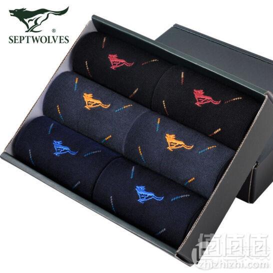Septwolves 七匹狼 男士中筒棉袜6双*3 ￥72.7包邮24.2元/件