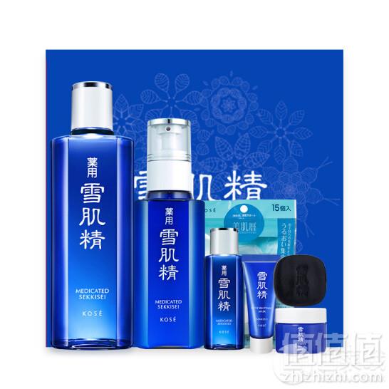 雪肌精 黄金水乳雪肌礼盒（化妆水180ml+乳液130ml+纸膜15粒+4件套） 送3件套*2新低334元包邮