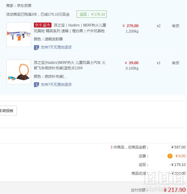 Hasbro 孩之宝 Nerf 热火 Elite 精英系列 CS-6远程速瞄发射器*2件+凑单品217.9元包邮（双重优惠）