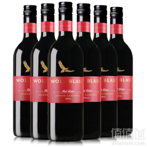 WolfBlass 纷赋 红牌 设拉子赤霞珠干红葡萄酒 750ml*6瓶*3件+凑单品 479.6元包邮25.5元/瓶（多重优惠）