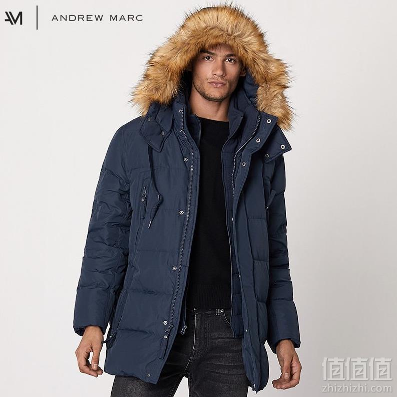 18新款，Andrew Marc 安德鲁·马克 男士中长款立领羽绒服 2色399元包邮