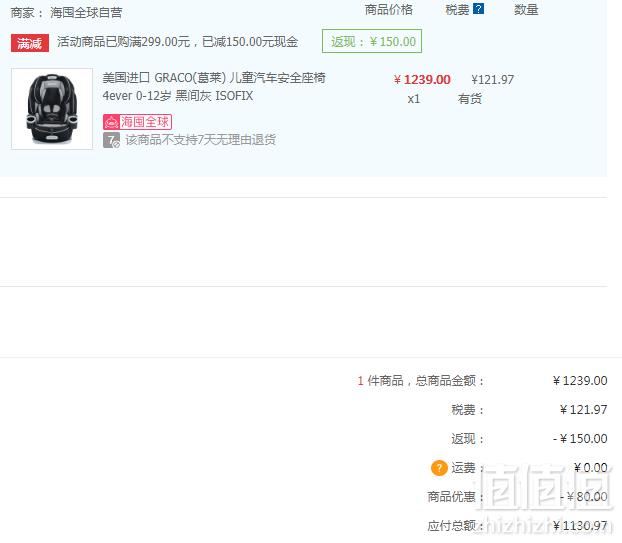 直降￥248，Graco 葛莱 4ever 永恒系列 儿童汽车安全座椅 3色新低1130.97元含税包邮（双重优惠）