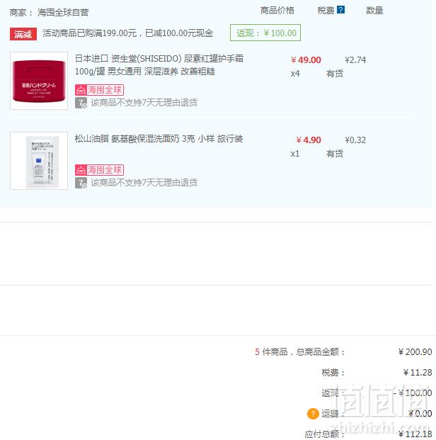 资生堂 美润护手霜渗透滋养型 100g *4件+凑单品 112.18元含税包邮27.4元/件（双重优惠）