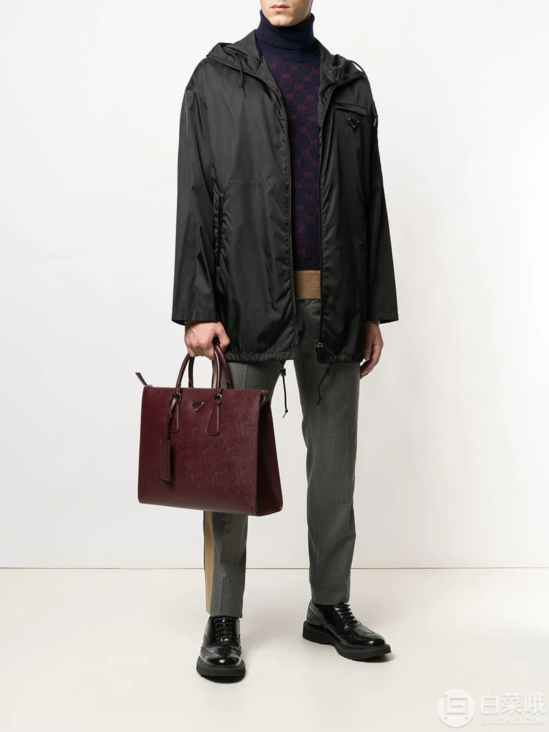 PRADA 男士十字纹真皮手提包 4.8折免费直邮到手7704元（需用码）