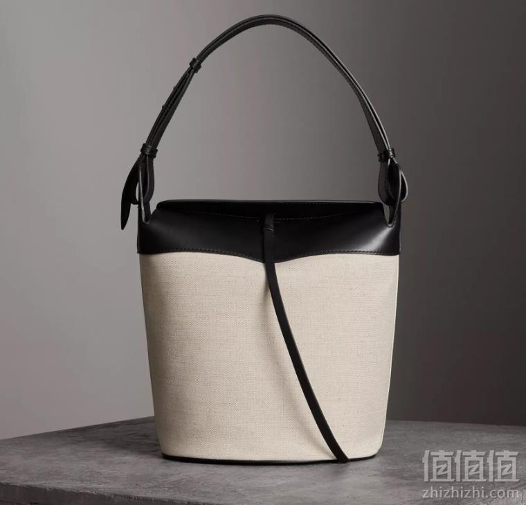 1547175433870046.png 意大利产18秋冬新款,国内¥11800 Burberry 女士大号真皮拼棉麻水桶包 4折免费直邮包税到手4880元