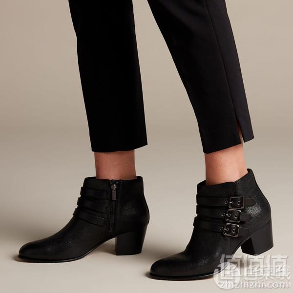 限US5码，Clarks 其乐 Maypearl Rayna 女士时尚侧拉链粗跟踝靴 Prime会员免费直邮含税到手416元