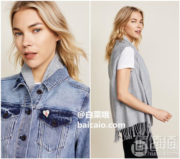 M码，Scotch & Soda Maison 女士牛仔夹克（带可拆卸流苏披肩内衬） Prime会员免费直邮含税到手491元