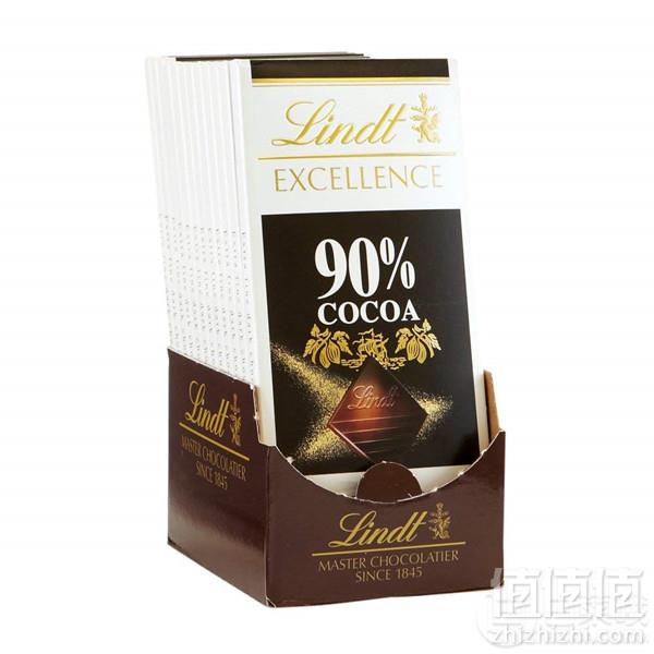 Lindt 瑞士莲 90%可可 特级黑巧克力100g*12排 Prime会员凑单免费直邮含税到手222元