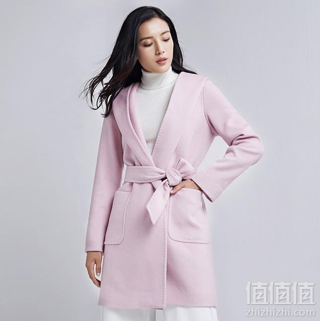 网易严选 女士经典羊绒毛混纺连帽毛呢大衣 3色5折699元包邮