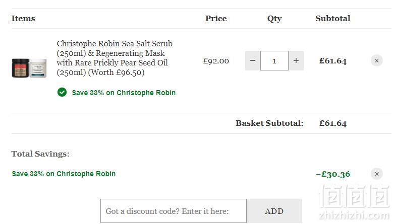 Christophe Robin全线67折 明星洗护发套装（海盐洁发膏250ML+刺梨籽发膜250ML）£61.64免费直邮到手540元
