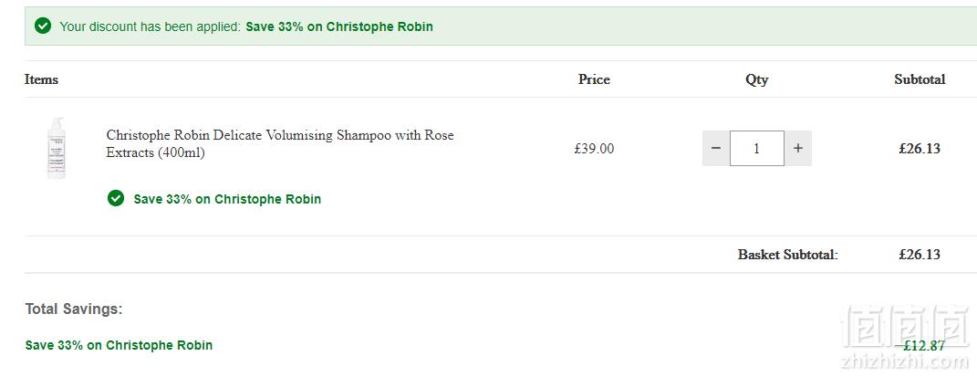 Christophe Robin 全场67折，玫瑰丰盈护色洗发水400ML £26.13（需用码）免费直邮到手232元