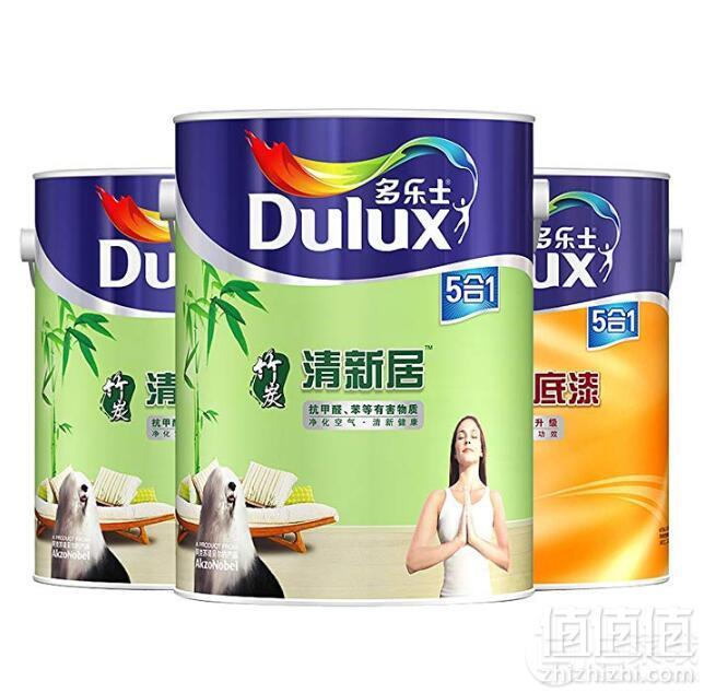 Dulux 多乐士 竹炭清新居五合一哑光墙面漆（墙面漆A895*2桶+底漆A931）779.2元包邮（下单8折）