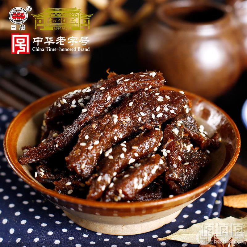 中华老字号，重庆特产 三鼎老四川 五香芝麻牛肉干 100g凑单低至9.8元/件