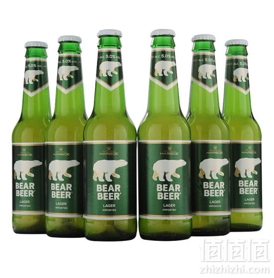 德国进口 哈尔博 Harboe 绿熊啤酒 330ml 24瓶 *2件 128元64元/件（双重优惠）