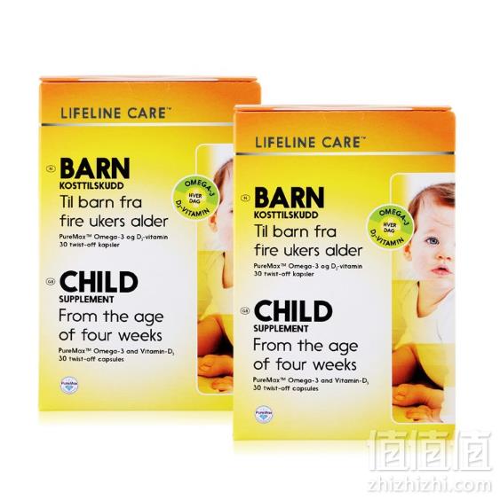 挪威进口，Lifeline Care 婴儿鱼油DHA软胶囊 30粒*2盒143元包邮包税（需领券）
