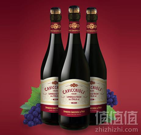 CAVICCHIOLI 卡维留里 蓝布鲁斯 甜红低泡葡萄酒 750ml *7件 104.3元包邮14.9元/件（下单满减）