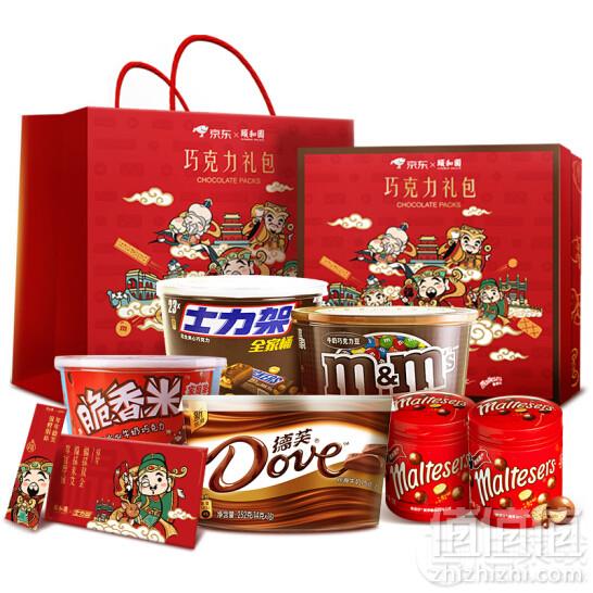 德芙   福禄寿喜财 巧克力大礼包 1304g*2 ￥189包邮94.5元/件
