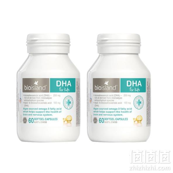 Bio Island 生物岛 婴幼儿DHA海藻油营养胶囊 60粒*2瓶*2件 290.32元包邮包税145元/件（双重优惠）