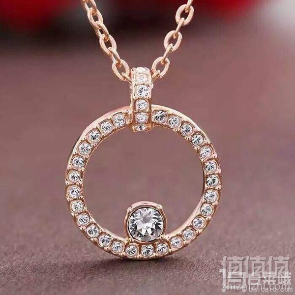 Swarovski 施华洛世奇 Creativity Circle 玫瑰金色密镶仿水晶圆环项链 5202446新低333元包邮包税（任选3件999元）