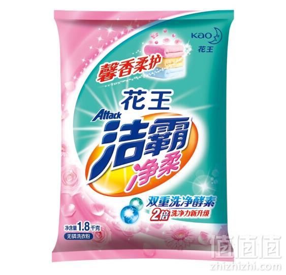 Kao 花王 洁霸 净柔无磷洗衣粉 1.8kg*7件+凑单品 100.2元包邮14.3元/件（满199-100）