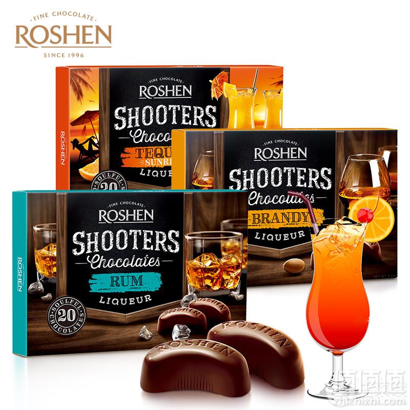 乌克兰进口 ROSHEN 如胜 酒心巧克力 150g*3盒 3种口味57元包邮（需领券）