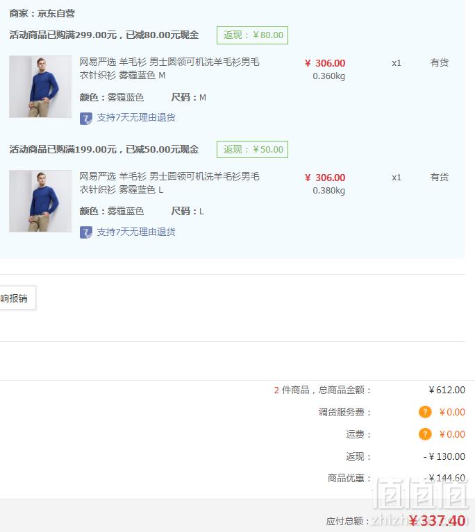 网易严选 男士美利奴澳毛圆领可机洗羊毛衫 多色*2件 ￥337.4包邮168.7元/件（双重优惠）