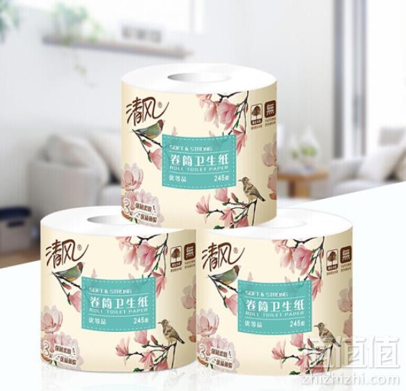 清风 原木纯品 鸟语花香 卷纸卫生纸 3层24卷24.9元包邮（需拼购领券）