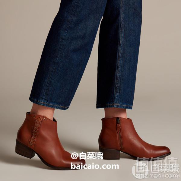 限US6码，Clarks 其乐 Maypearl Fawn 女士复古粗跟踝靴 Prime会员免费直邮含税到手325.73元