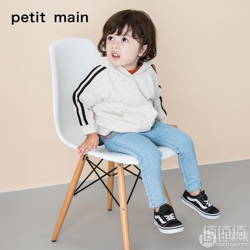 日本超高人气童装品牌，petit main 男童连帽休闲运动卫衣 两色89元包邮（需领券）