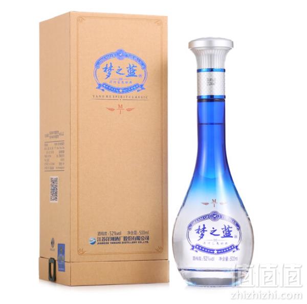 限地区，洋河 梦之蓝M1 52度 整箱装白酒 500ml*4瓶 1096元包邮折274元/瓶（双重优惠）