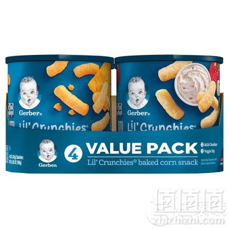 美国进口 Gerber 嘉宝 手指泡芙 奶酪味+田园番茄味 42g*4罐凑单低至59.6元/件