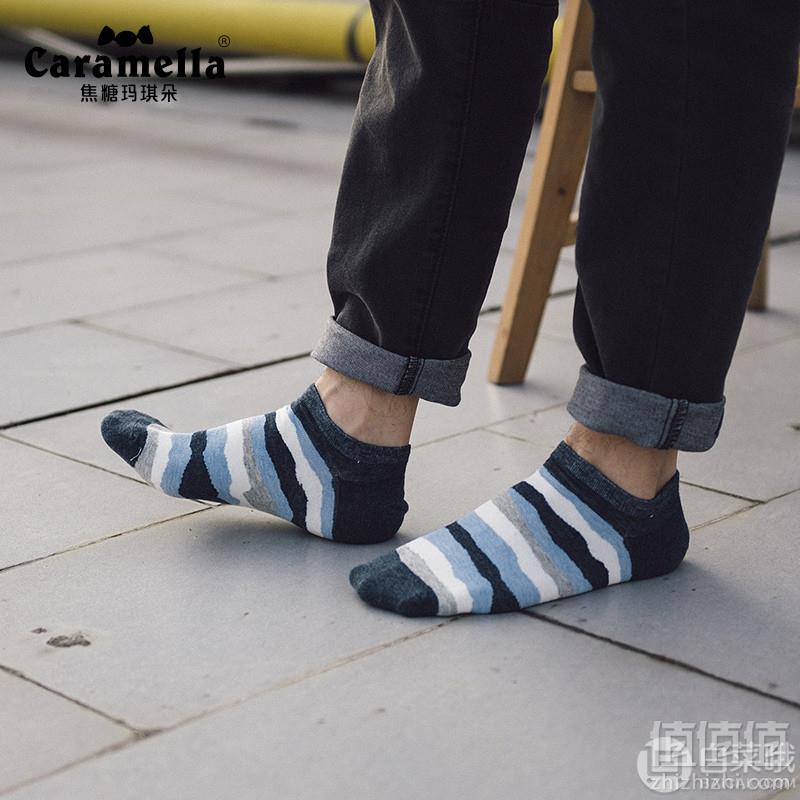 CARAMELLA 春夏男款牛仔蓝纯棉运动船袜4双 多款19.9元包邮（需领券）