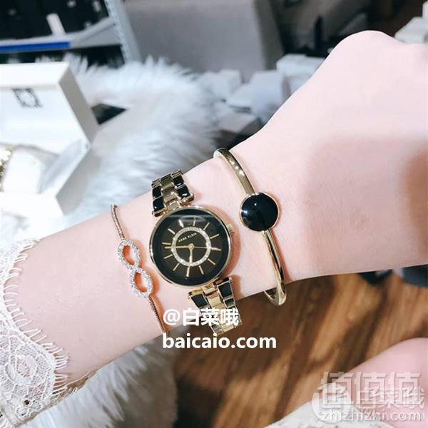 Anne Klein 安妮·克莱恩 AK/3286BKST 施华洛世奇水晶 女士手镯手表套装 Prime会员免费直邮含税到手376元