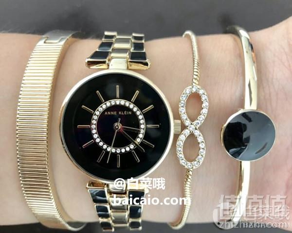 Anne Klein 安妮·克莱恩 AK/3286BKST 施华洛世奇水晶 女士手镯手表套装 Prime会员免费直邮含税到手376元