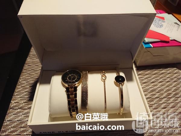 Anne Klein 安妮·克莱恩 AK/3286BKST 施华洛世奇水晶 女士手镯手表套装 Prime会员免费直邮含税到手376元