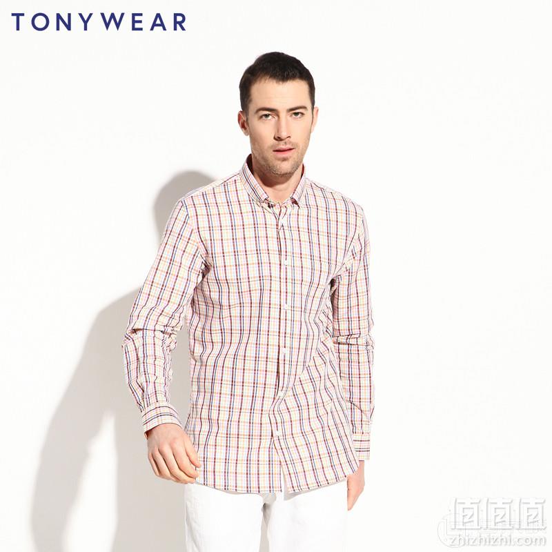 Tommy Hilfiger制造商，Tony Wear 汤尼威尔 男士春秋季商务休闲小格子长袖衬衫新低39元包邮（需领券）